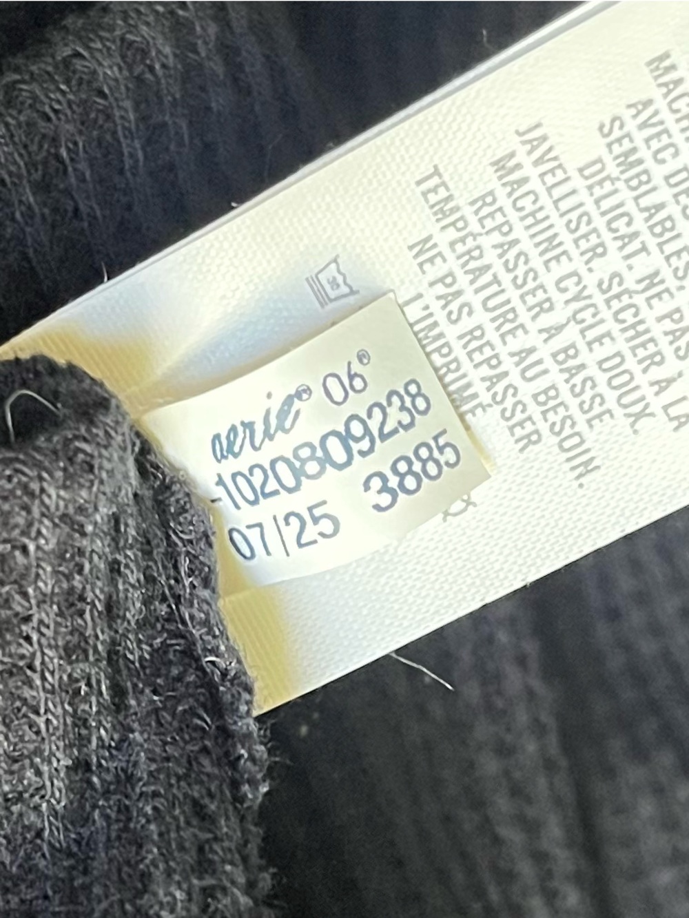 Size Small Aerie Black Thermal Long Sleeve Crewneck Top 2025 cotton blend - Picture 4 of 4